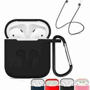 Silicone case for Apple Airpods including a Carabener